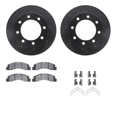 DYNAMIC FRICTION CO 8412-54062, Rotors-Drilled and Slotted-Black w/Ultimate Duty Brake Pads incl. Hardware, Zinc Coated 8412-54062